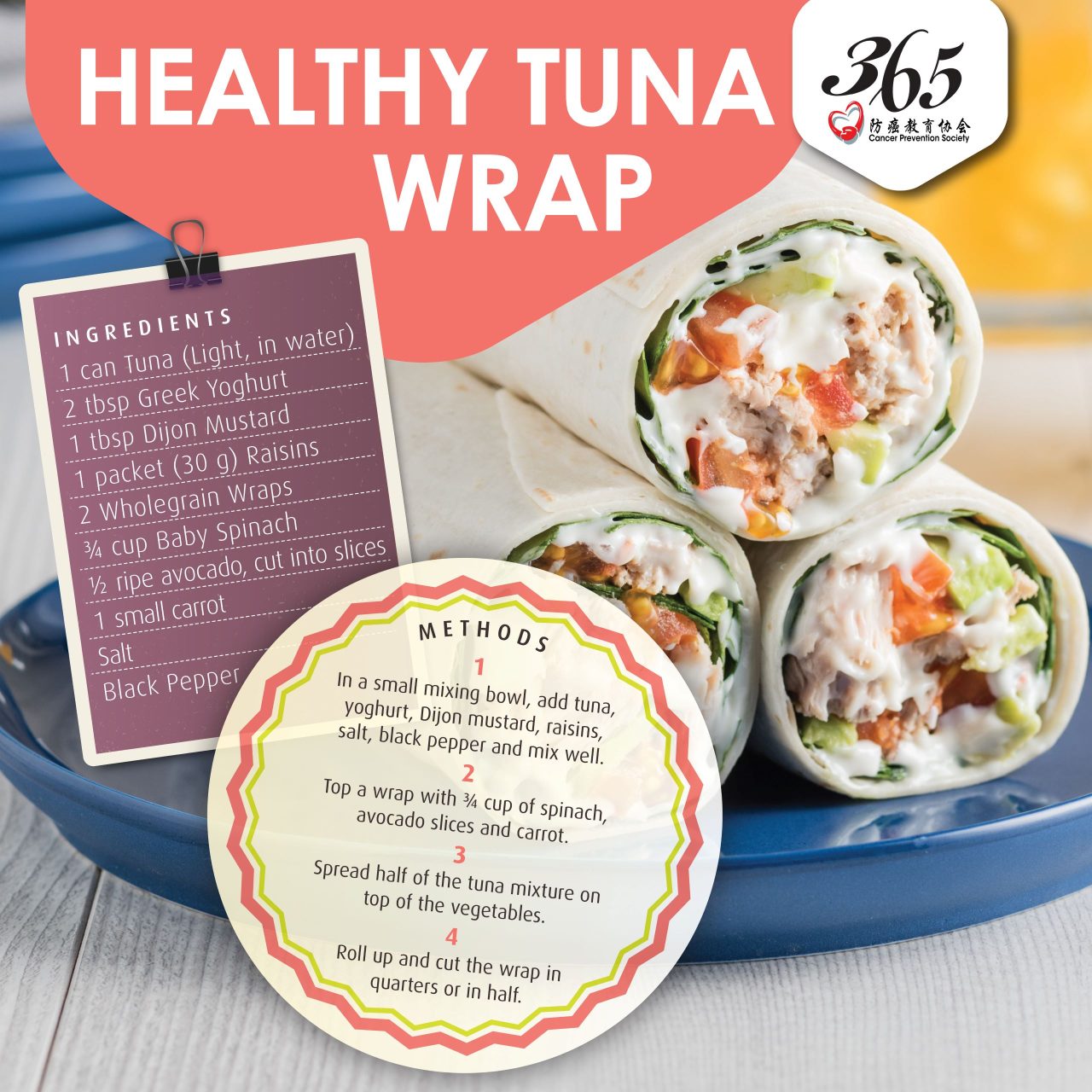 Healthy Tuna Wrap 365 Cancer Prevention Society